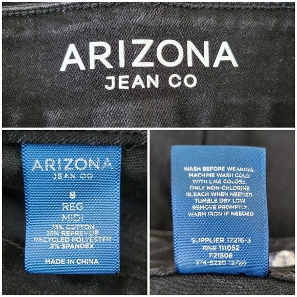 Arizona Jean Co Girls Black Stretch Denim Cuffed Adjustable Waist Shorts Size 8 - Picture 3 of 8